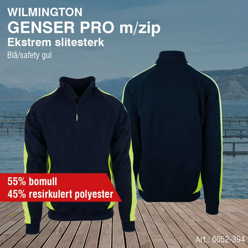 Genser med Zip i hals - PRO, marine/safety gul