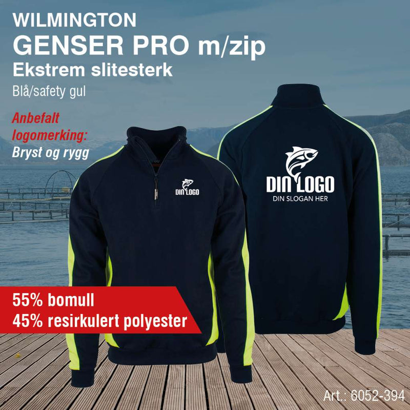 Genser med Zip i hals - PRO, marine/safety gul