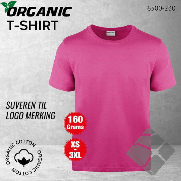 GOTS organic T-skjorte, raspberry