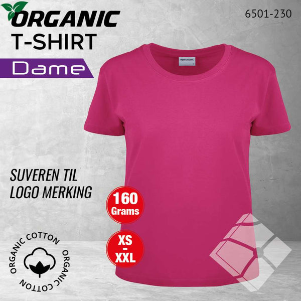 GOTS organic T-skjorte (D), raspberry