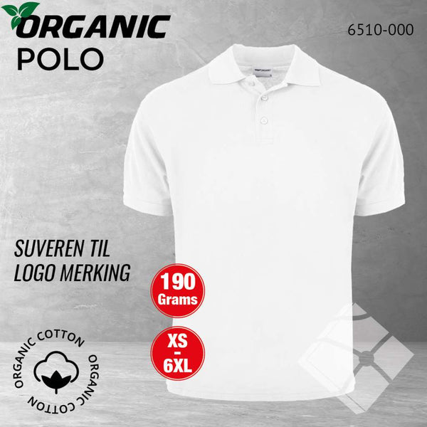 GOTS organic poloskjorte, hvit