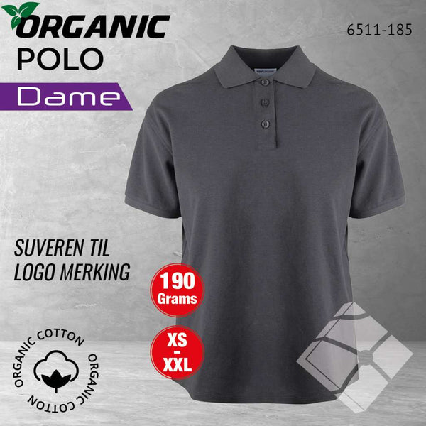 GOTS organic polo til dame, antrasitt