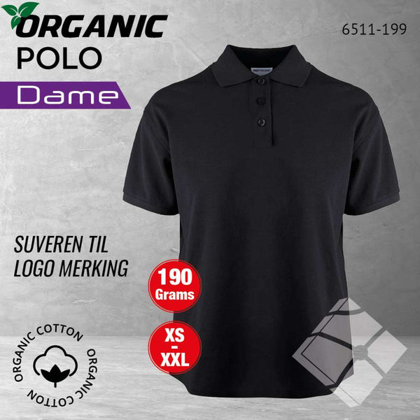 GOTS organic polo til dame, sort