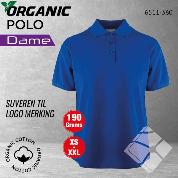 GOTS organic polo til dame, kornblå