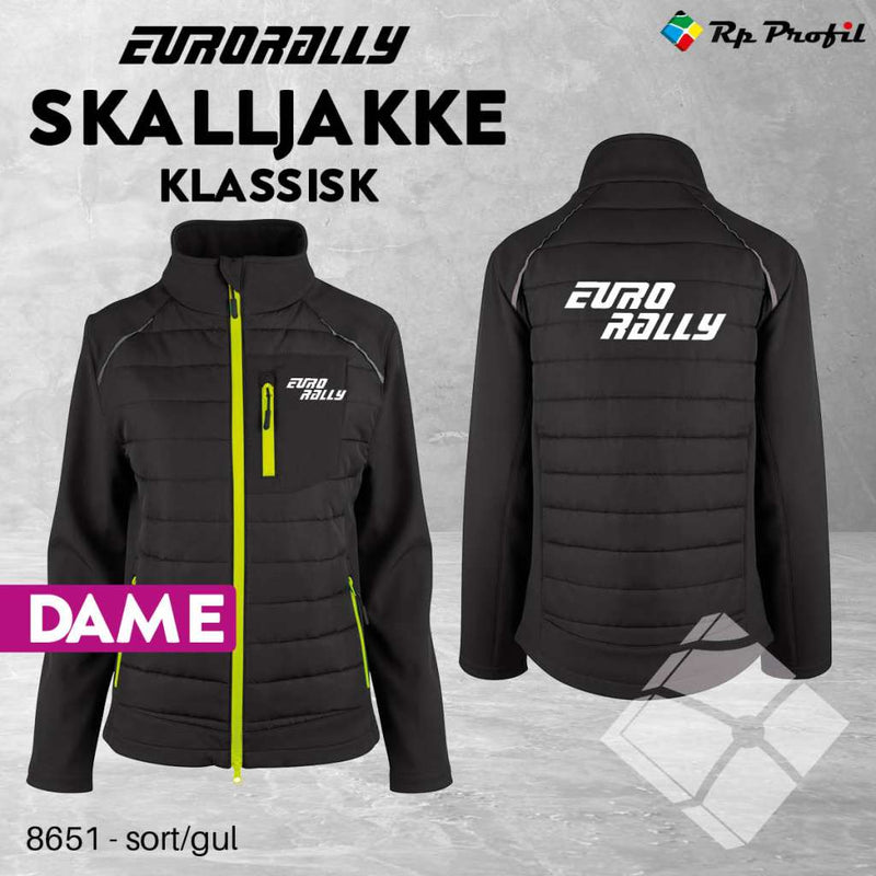 Eurorally softshelljakke classic til dame, sort/gul