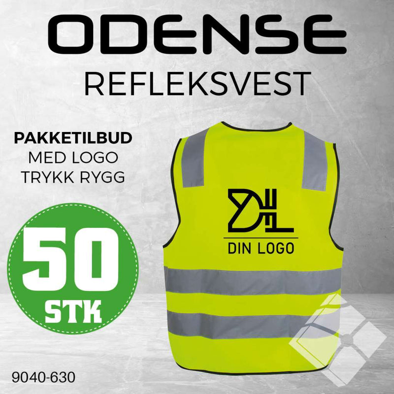 Odense refleksvest m/rygglogo, safety gul - 50stk