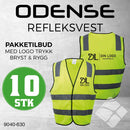 Odense refleksvest m/bryst & rygglogo, safety gul - 10 stk