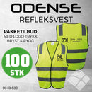 Odense refleksvest m/bryst & rygglogo, safety gul - 100 stk