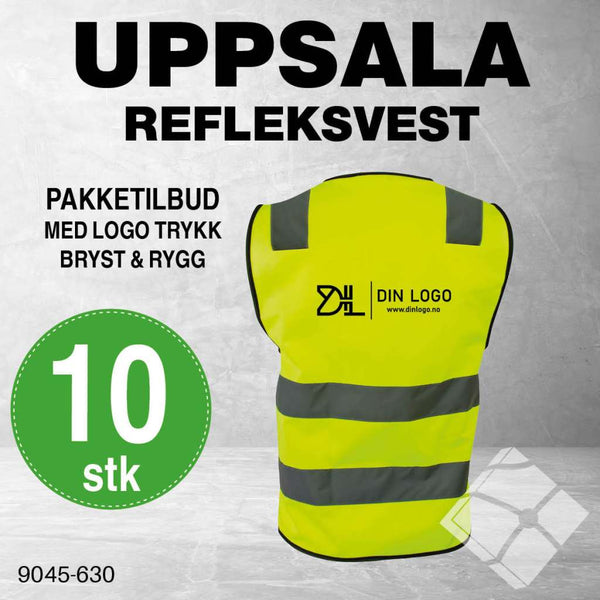 Uppsala refleksvest m/rygg logo, safety gul - 10 stk