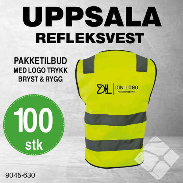 Uppsala refleksvest m/rygg logo, safety gul - 100 stk