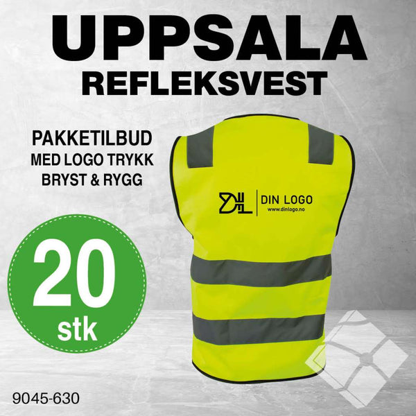 Uppsala refleksvest m/rygg logo, safety gul - 20 stk