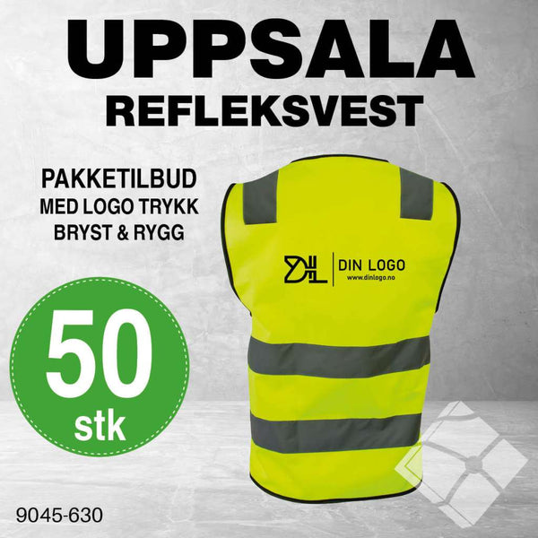 Uppsala refleksvest m/rygg logo, safety gul - 50 stk