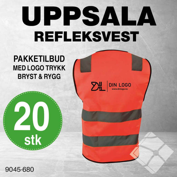 Uppsala refleksvest m/rygg logo, safety orange - 20 stk