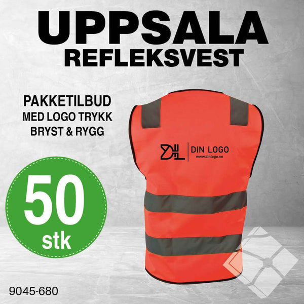 Uppsala refleksvest m/rygg logo, safety orange - 50 stk