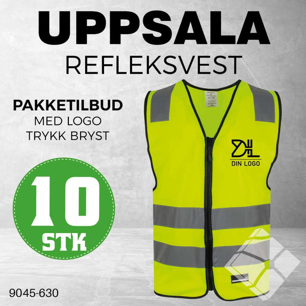 Uppsala refleksvest m/bryst logo, safety gul - 10 stk