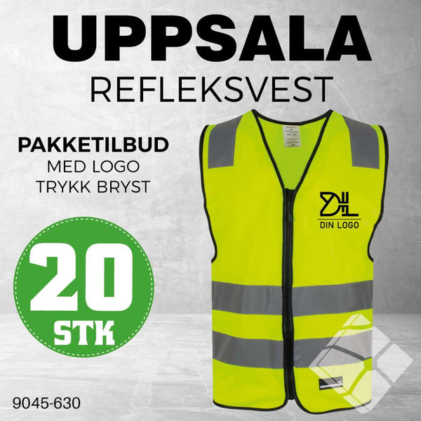 Uppsala refleksvest m/bryst logo, safety gul - 20 stk