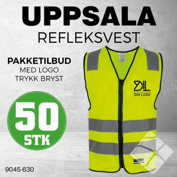 Uppsala refleksvest m/bryst logo, safety gul - 50 stk