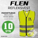 Trenings/refleksvest Flen, safety gul - 10 stk