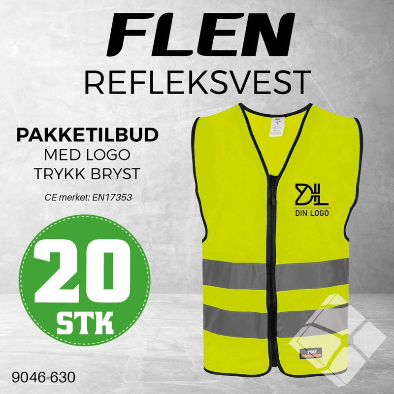 Trenings/refleksvest Flen, safety gul - 20 stk