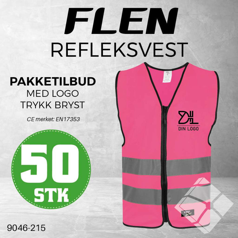 Trenings/refleksvest Flen, rosa - 50 stk