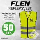 Trenings/refleksvest Flen, safety gul - 50 stk