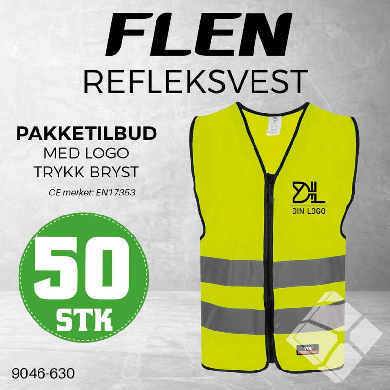 Trenings/refleksvest Flen, safety gul - 50 stk