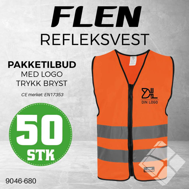 Trenings/refleksvest Flen, safety orange - 50 stk