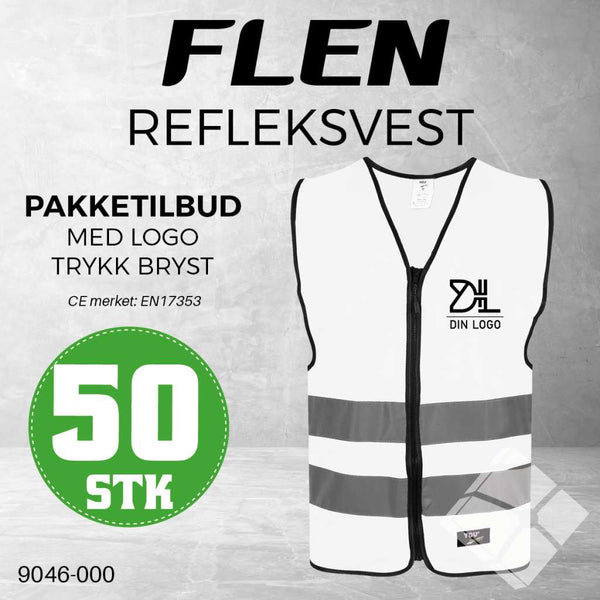 Trenings/refleksvest Flen, hvit - 50 stk