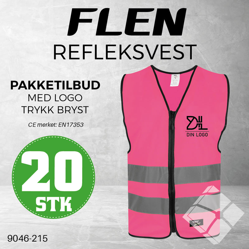 Trenings/refleksvest Flen, rosa - 20 stk