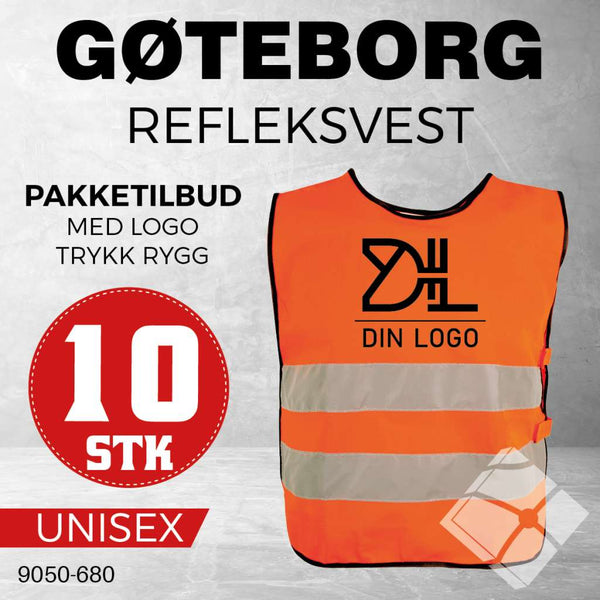 Refleksvest Gøteborg med rygglogo - 10 stk, safety orange