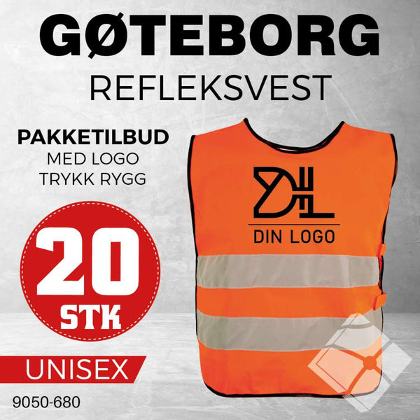 Refleksvest Gøteborg med rygglogo - 20 stk, safety orange