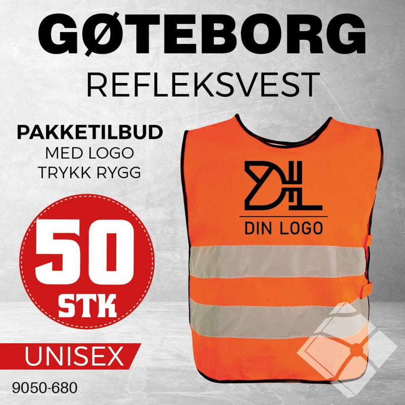 Refleksvest Gøteborg med rygglogo - 50 stk, safety orange