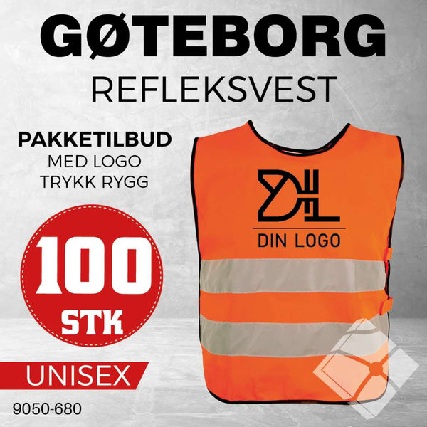 Refleksvest Gøteborg med rygglogo - 100 stk, safety orange