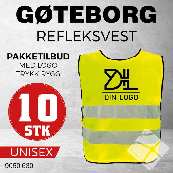 Refleksvest Gøteborg med rygglogo - 10 stk, safety gul