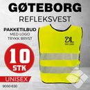Gøteborg refleksvest m/brystlogo, safety gul - 10 stk