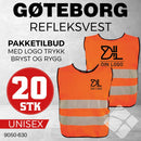 Gøteborg refleksvest m/bryst & rygglogo, safety orange - 20 stk