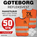 Refleksvest Gøteborg med bryst og rygglogo - 50 stk, safety orange