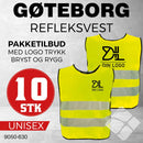 Gøteborg refleksvest m/bryst & rygglogo, safety gul - 10 stk