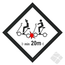 AVSTAND skilt med hvit bakgrunn