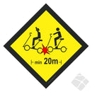 AVSTAND skilt med gul bakgrunn