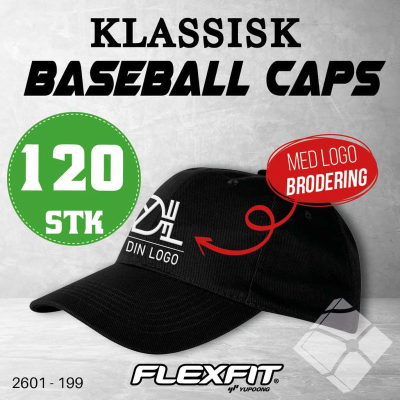 Klassisk baseball caps m/ brodert logo - 120 pakn.