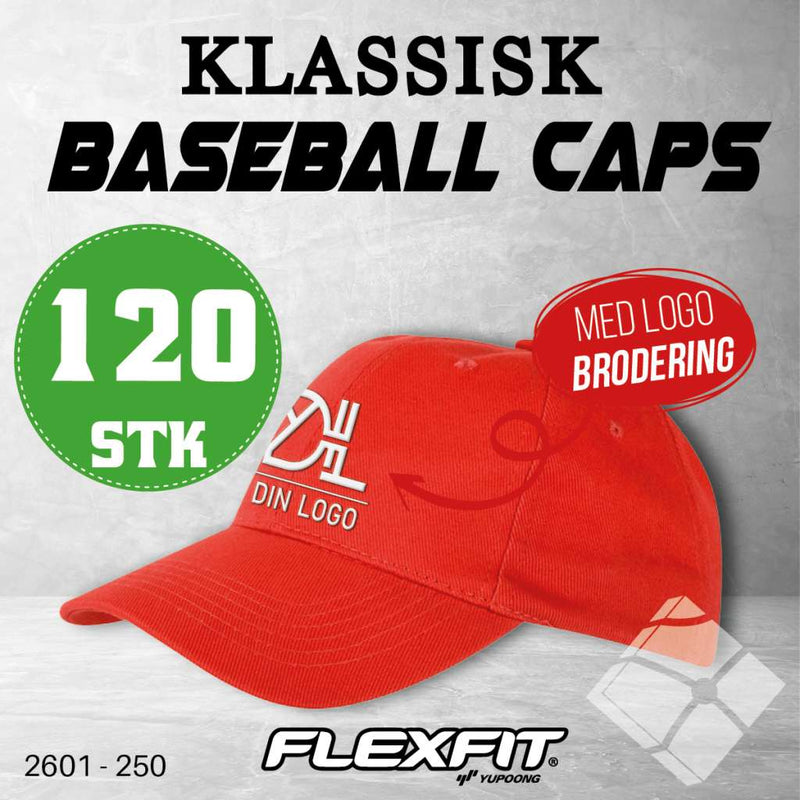 Klassisk baseball caps m/ brodert logo - 120 pakn.