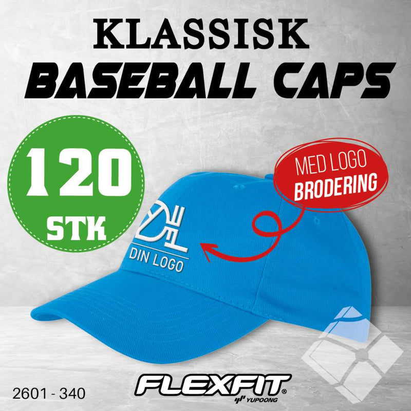 Klassisk baseball caps m/ brodert logo - 120 pakn.