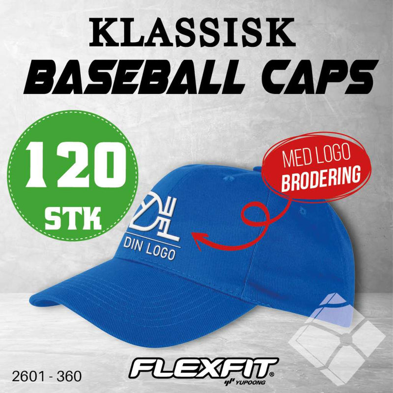 Klassisk baseball caps m/ brodert logo - 120 pakn.