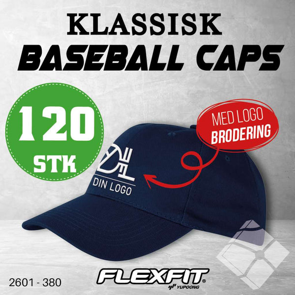 Klassisk baseball caps m/ brodert logo - 120 pakn.