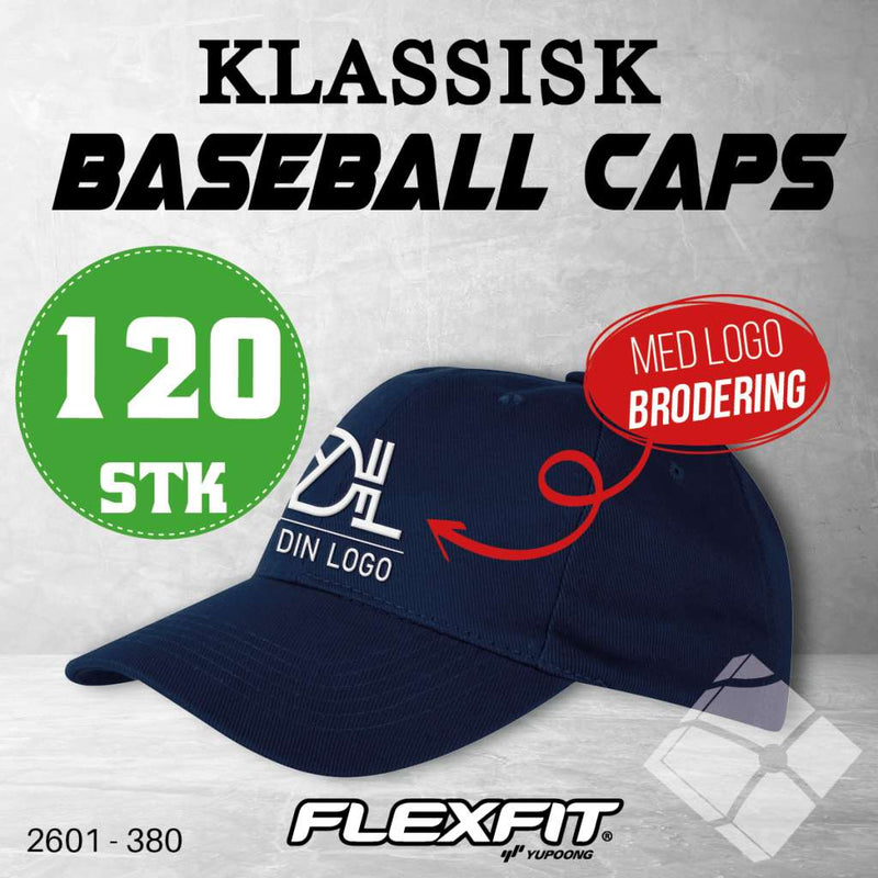 Klassisk baseball caps m/ brodert logo - 120 pakn.