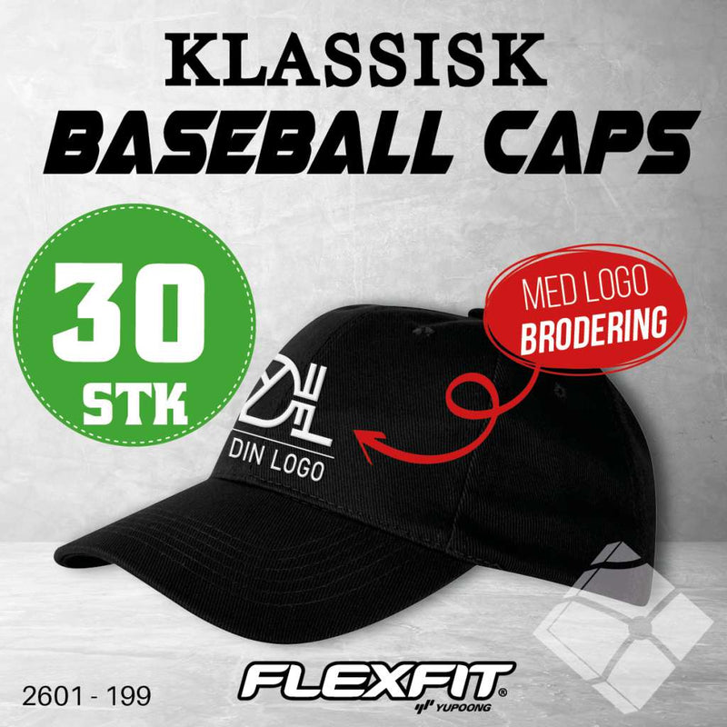 Klassisk baseball caps m/ brodert logo - 30 pakn.