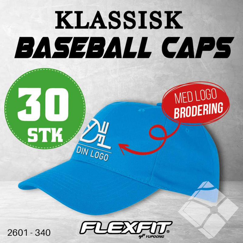 Klassisk baseball caps m/ brodert logo - 30 pakn.