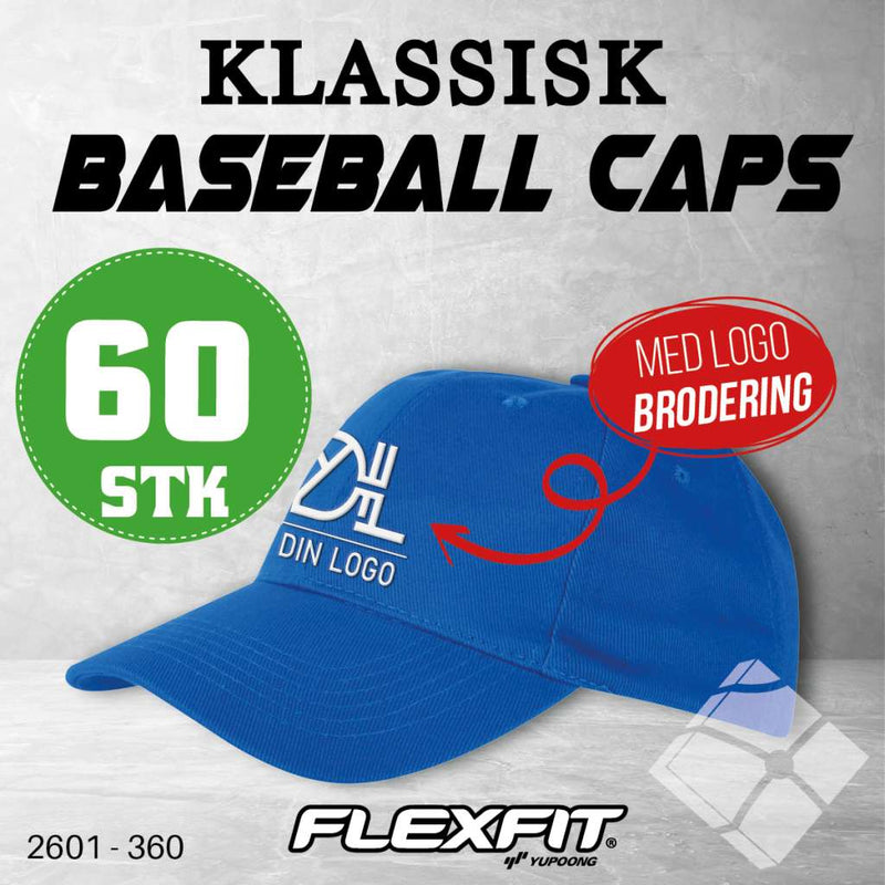 Klassisk baseball caps m/ brodert logo - 60 pakn.