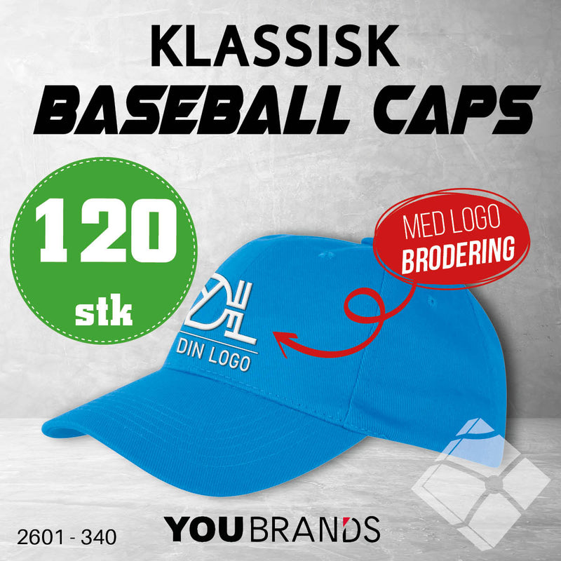 Klassisk baseball caps m/ brodert logo - 120 pakn.